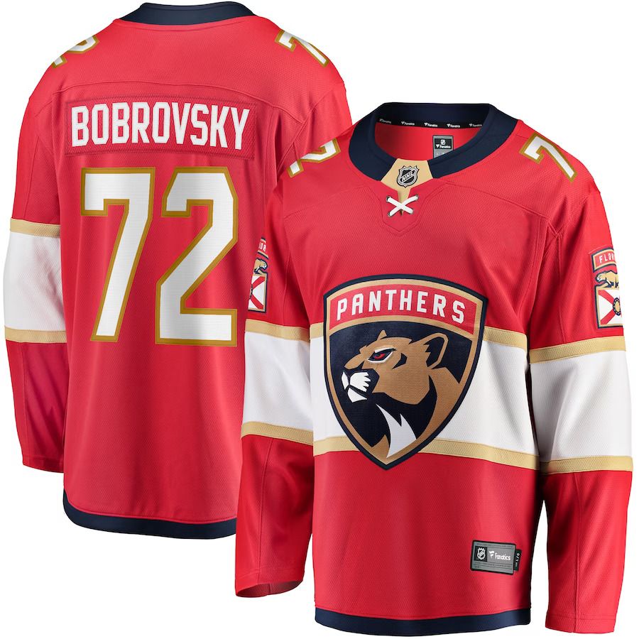 Men Florida Panthers 72 Sergei Bobrovsky Fanatics Branded Red Breakaway Player NHL Jersey